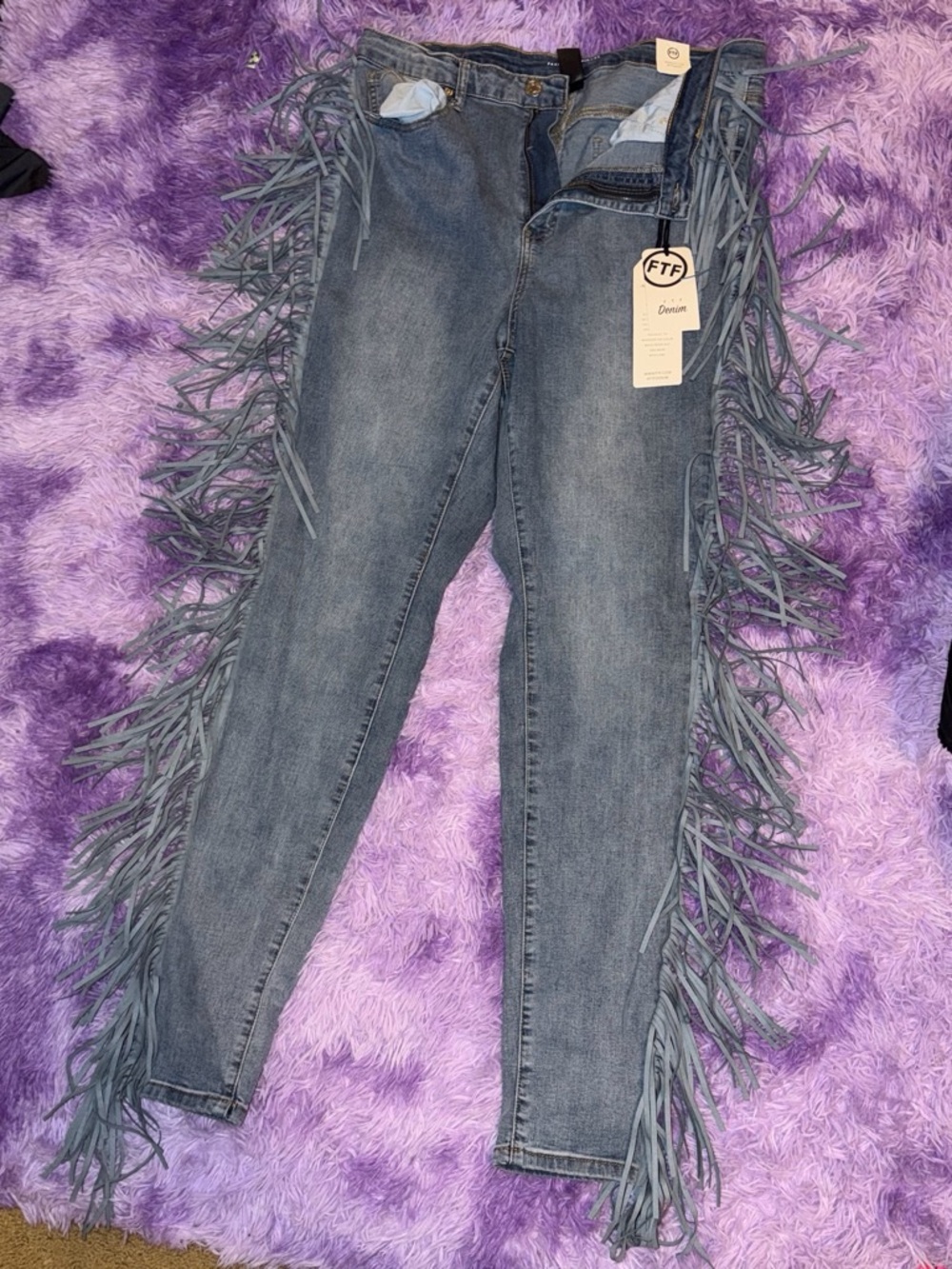 Fashion to Figure Blue Fringe Skinny Jeans